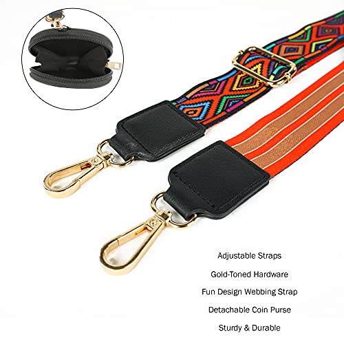 EVVE Wide Replacement Straps for Handbags with Coin Purse - For Over Shoulder Crossbody Bag, Guitar Style, Adjustable Length - Image 3