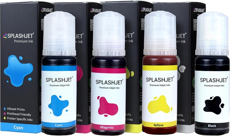 Splashjet 003 Compatible Refill Ink for Epson L3110, L3150, L3250, L3252 L3115, L3116, L3101, L3210, L3215, L3216, L3151, L3152, L3156, L5190 Printer – (4 Color Set Box) - 501737 - Image 1