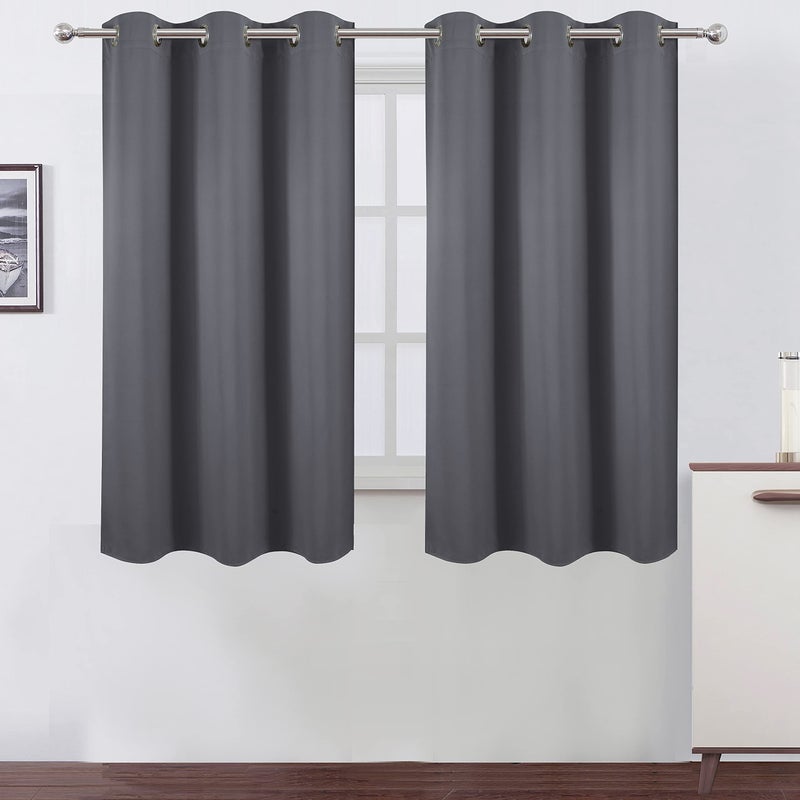 LEMOMO Grey Blackout Curtains for Bedroom Room Darkening Curtains/38 x 54 Inch Long Set of 2 Panels Draperies Thermal Insulated Living Room Curtains - Image 1