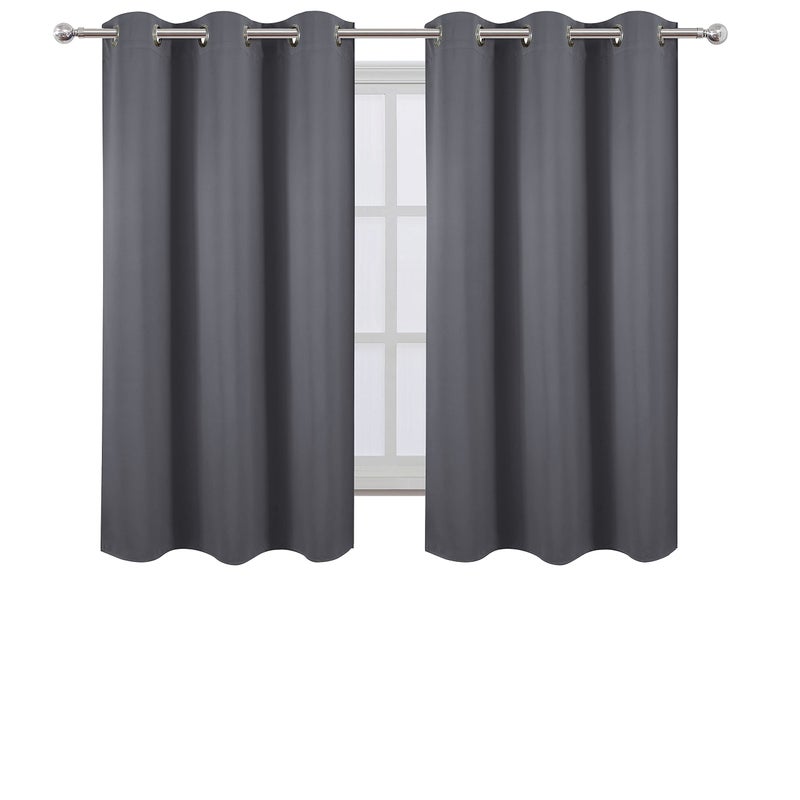LEMOMO Grey Blackout Curtains for Bedroom Room Darkening Curtains/38 x 54 Inch Long Set of 2 Panels Draperies Thermal Insulated Living Room Curtains - Image 2