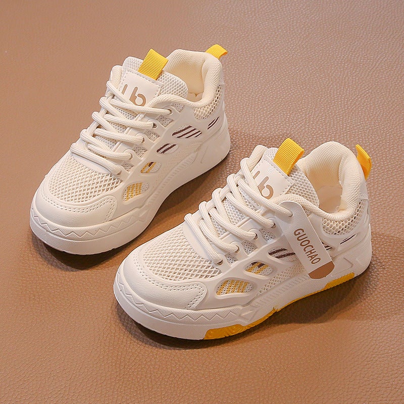 Children'S Board Shoes Lace-Up Breathable Spring New Style 2025 Fashion Girls Casual Shoes All-Match Mesh Mesh Middle And Big Children'S Trendy - Image 5
