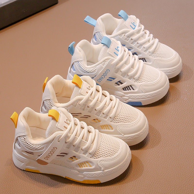 Children'S Board Shoes Lace-Up Breathable Spring New Style 2025 Fashion Girls Casual Shoes All-Match Mesh Mesh Middle And Big Children'S Trendy - Image 2