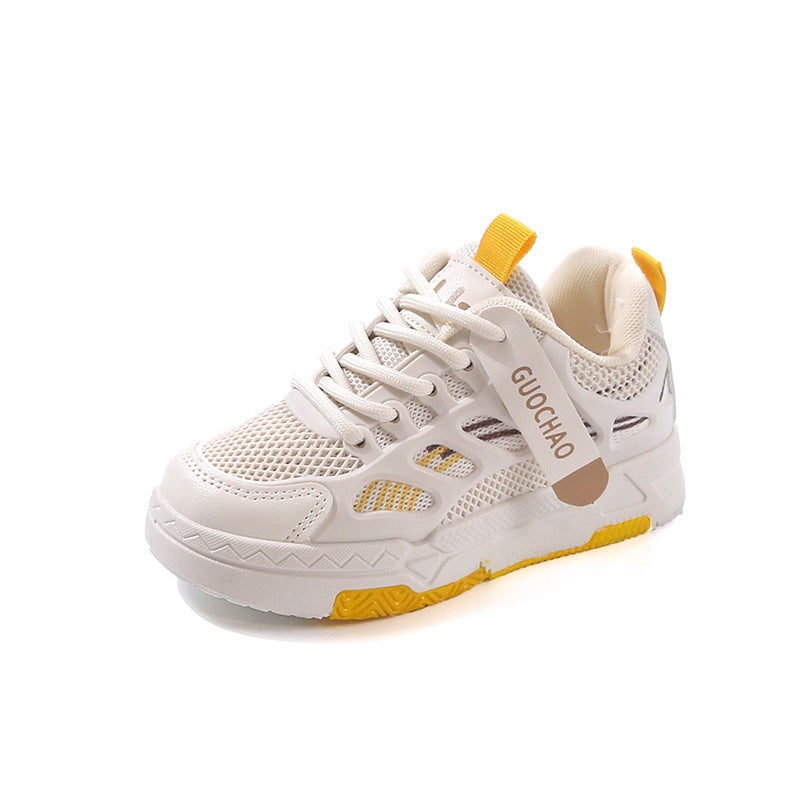 Children'S Board Shoes Lace-Up Breathable Spring New Style 2025 Fashion Girls Casual Shoes All-Match Mesh Mesh Middle And Big Children'S Trendy - Image 1