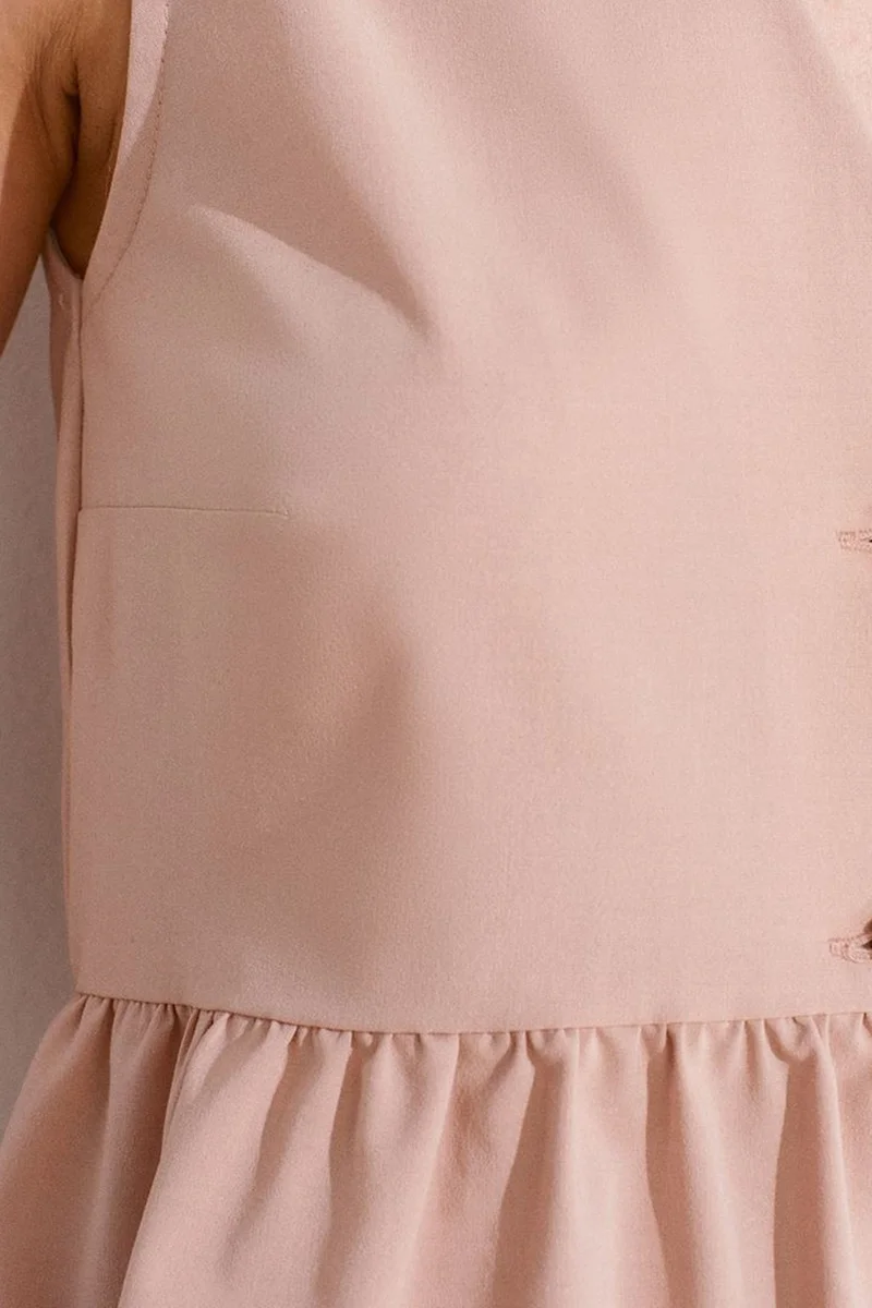 Dilvin Blush Pink DILVIN Sleeveless Crepe V-Neck Button Blouse for Women | Best Price UAE