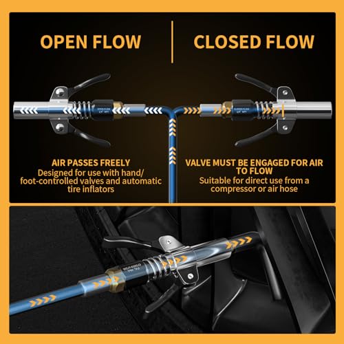 MIFMIA Locking Air Chuck, Heavy Duty with Six Steel Jaws, Locks onto Any Tire Valve, No Leaks or Pop-Offs, Rated to 150 PSI - Closed Flow - Image 5