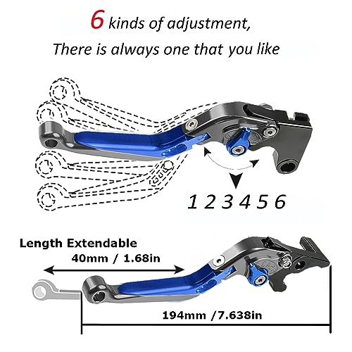 FREAXLL GSXR 600 750 1000 Motorcycle Brake Clutch Levers Set for Suzuki GSX-R 600 GSX R 750 2011-2019 GSXR 1000 2009-2019 GSXS 1000 F ABS 2015-2019((Gray/Blue) - Image 4
