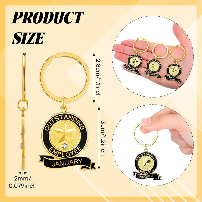 Sureio سوريو 12 قطعة من سلسلة مفاتيح موظف الشهر 112 شهر تقدير الموظف هدايا شكر لزملاء العمل لفريق العمل هدايا الموظفين - Image 2