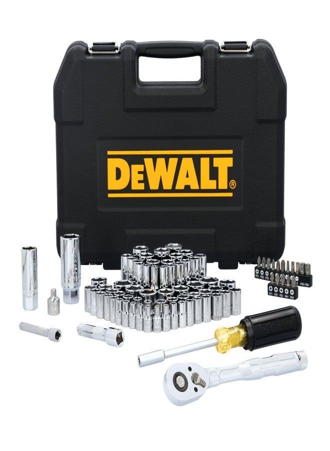 DEWALT Mechanics Tool Set, 84 Piece SAE/Metric Set with Low Profile 72-tooth Ratchet,1/4 Inch Drive (DWMT45424) - Image 1