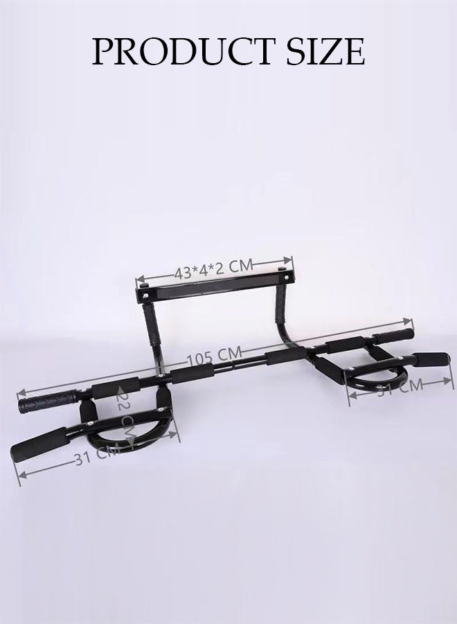 DUNISO Door Gym Pull-Up Bar，Door frame horizontal bar， Multi Functional Total Upper Body Workout Bar，Including Pull Ups, Sit Ups, Push Ups, and Dips，Strength Training Equipment，Body Workout For Home Gym Exercise Equipment，Black - Image 2