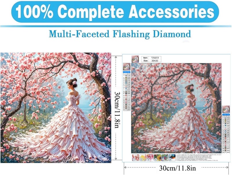 MOMDEDP Beauty Diamond Art Painting Kits for Adults - Full Drill Girl Diamond Dots Paintings for Beginners, Round 5D Paint with Diamonds Pictures Gem Art Painting Kits DIY Adult Crafts Kits 12x12inch - Image 5