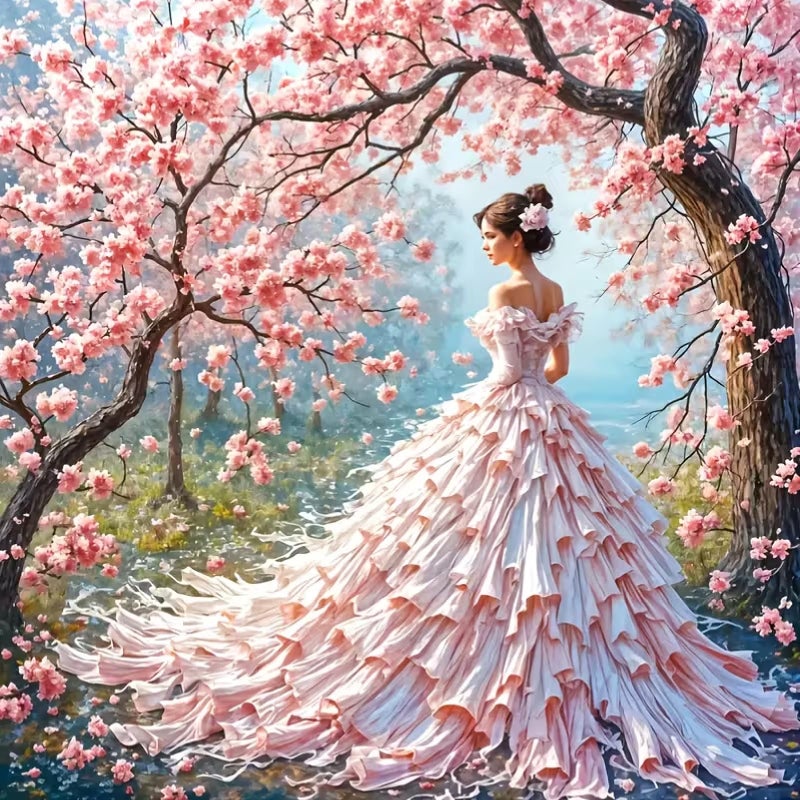 MOMDEDP Beauty Diamond Art Painting Kits for Adults - Full Drill Girl Diamond Dots Paintings for Beginners, Round 5D Paint with Diamonds Pictures Gem Art Painting Kits DIY Adult Crafts Kits 12x12inch - Image 1