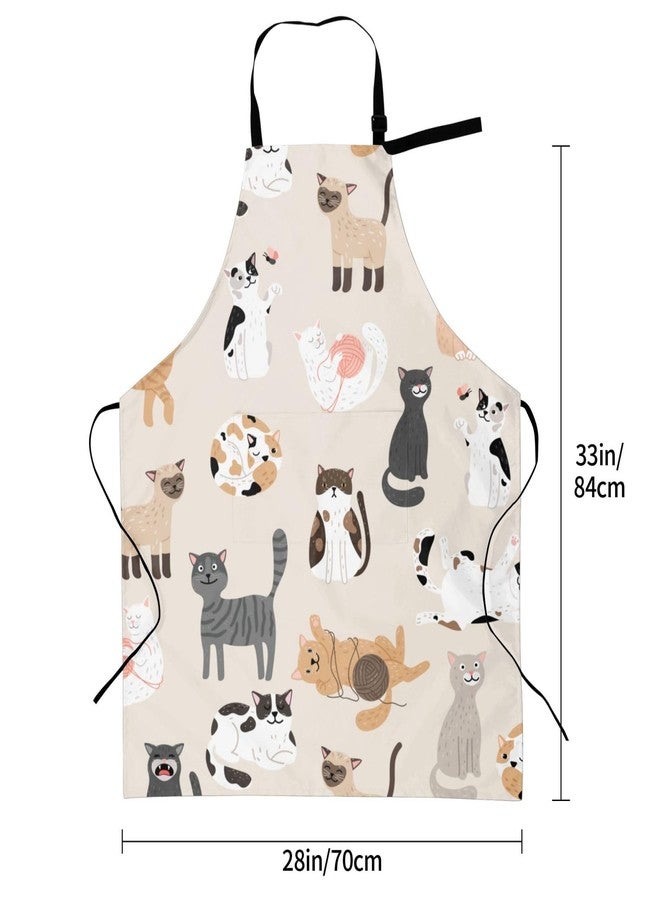 Wisedeal Cut Cats Themed Aprons - Waterproof Fabric, Adjustable Drawstring Collar and a Waist Tie, with 2 Pockets, Perfect for Home & Kitchen - Image 2