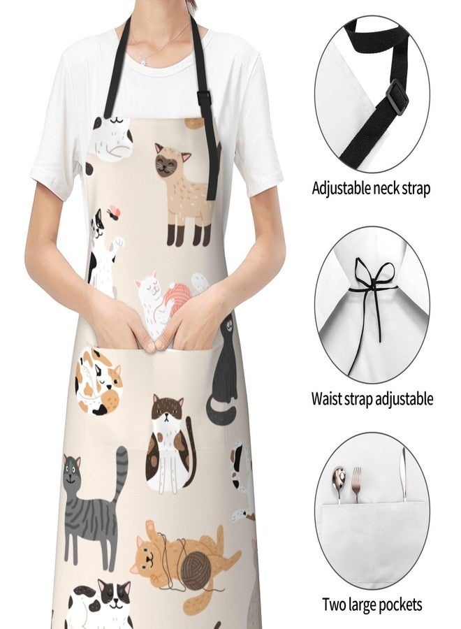 Wisedeal Cut Cats Themed Aprons - Waterproof Fabric, Adjustable Drawstring Collar and a Waist Tie, with 2 Pockets, Perfect for Home & Kitchen - Image 4