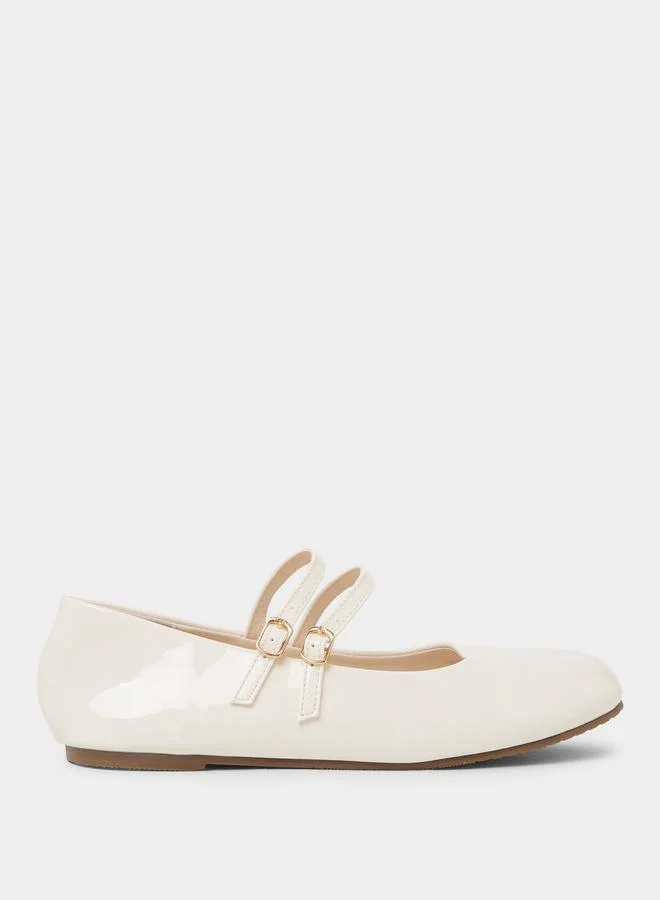 Styli Plain Double Strap Ballerina Shoes