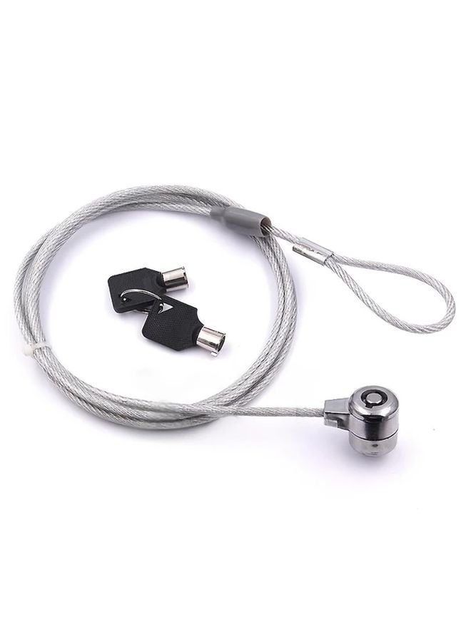 Silvery Laptop Lock With Anti Loss Security Device Portable 1 1 Meter Rope And Keys - Image 1