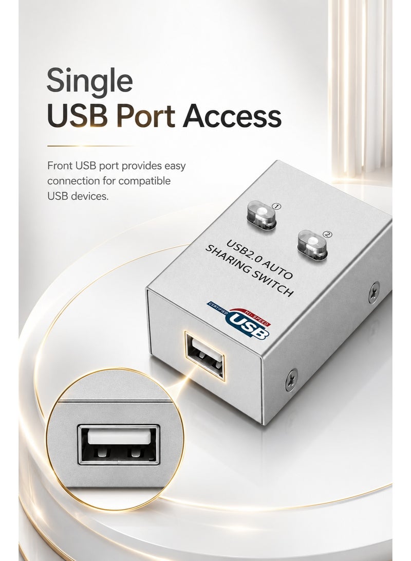 جهاز مشاركة طابعة USB، موزع نقل البيانات، محول تلقائي، محور 2 في 1 - Image 3