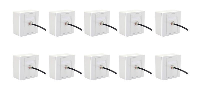BOXNUBE Combo Set - RJ45 CAT6 LAN I/O Network Keystone Jack + Gang Box + Face Plate - 10 Sets - Image 1