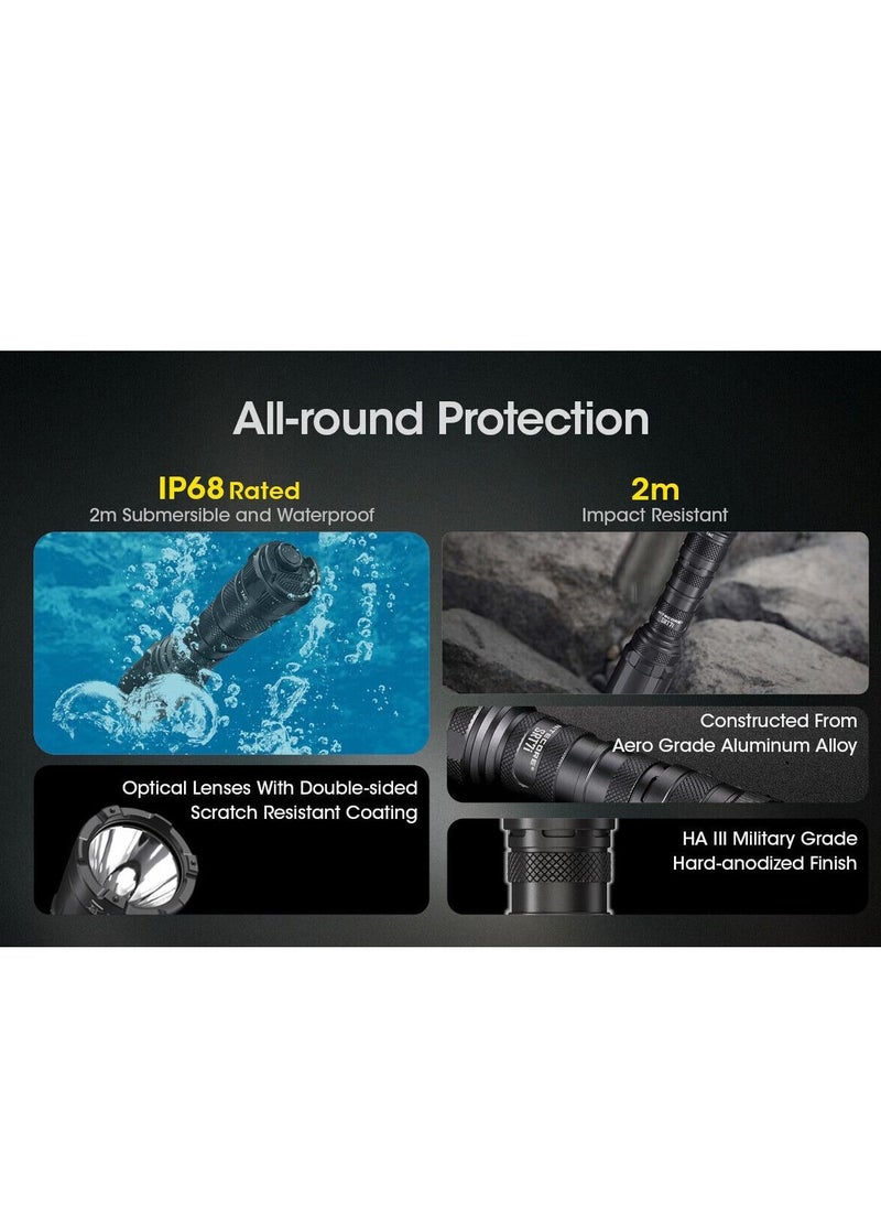 NITECORE - High-Performance Rechargeable Flashlight,  SRT7i 3,000 Lumen Long Throw Tactical LED Flashlight, IP68 Waterproof, USB-C Rechargeable, Stepless Brightness Adjustment, Portable and Durable Flashlight - Image 1