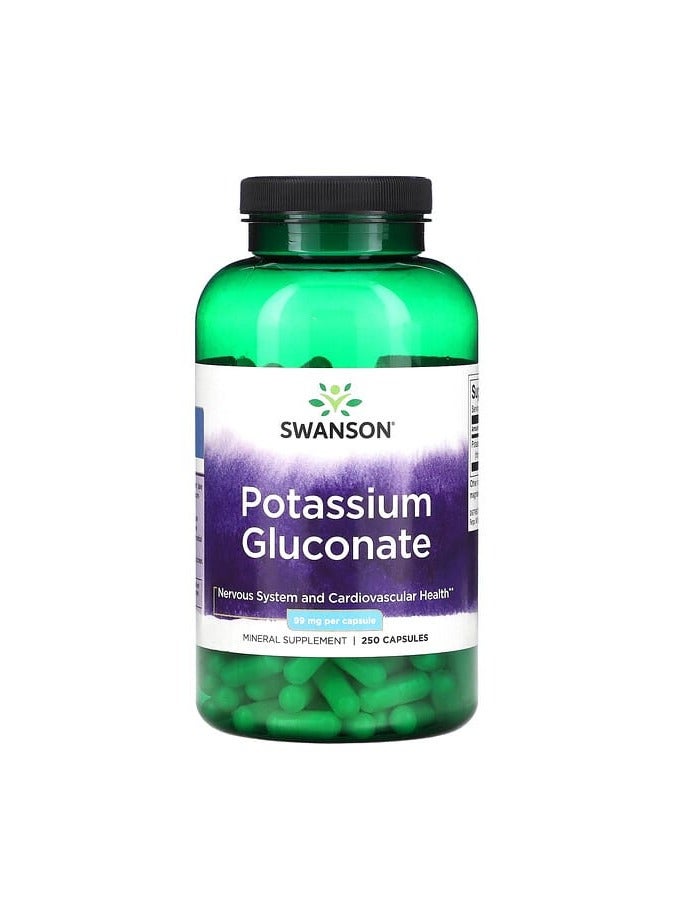 SWANSON Potassium Gluconate, 99 mg, 250 Capsules