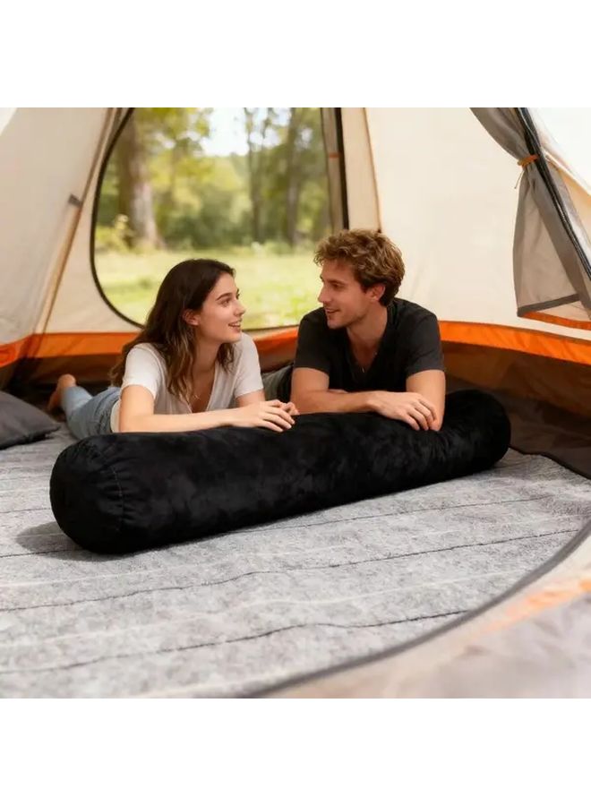 Black Inflatable Body Pillow Set with Air Pump for Head Waist Support Indoor Outdoor Use - Image 1