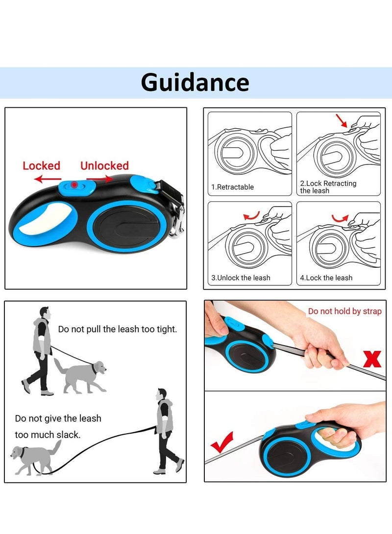 Extendable Dog Lead, Tangle-Free Retractable Dog Lead with Anti-Slip Handle 8m Long Anti Theft Dog Leads Strong Nylon Tape,Suitable for pets weighing less than 50kg