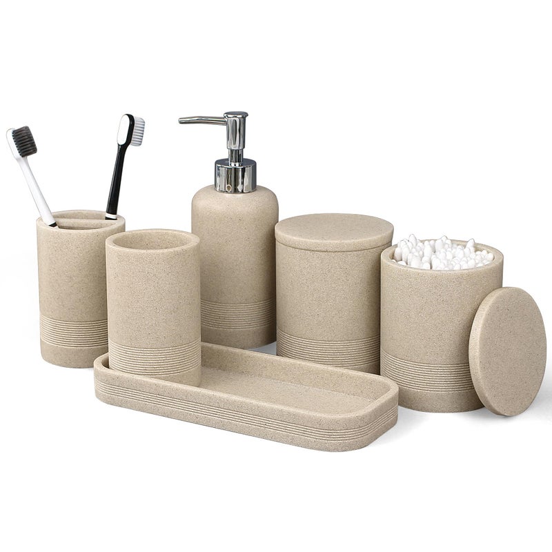 LIN CHUAN Bathroom Accessories Set, 6-Piece Bathroom Accessory Set, White - Image 1