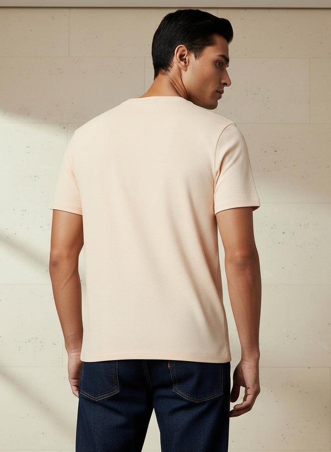 Iconic Men Slim Fit Crew Neck Short Sleeves Popcorn Textured T-shirt - Image 3