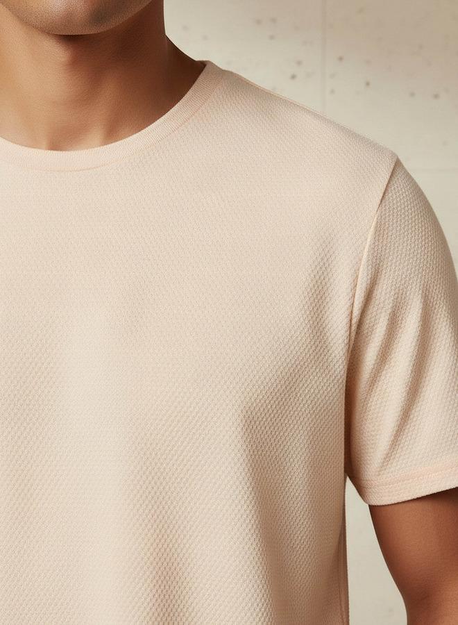 Iconic Men Slim Fit Crew Neck Short Sleeves Popcorn Textured T-shirt - Image 4