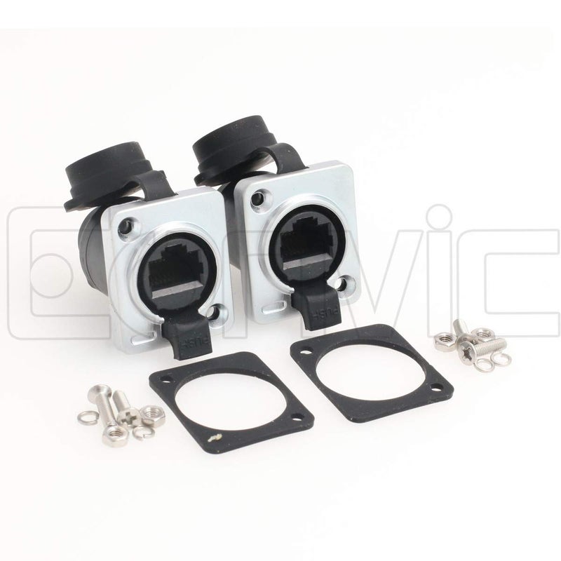 Eonvic RJ45 Panel Mounting Shielded IP65 Waterproof Ethernet LAN Cable Socket Connector 2pcs