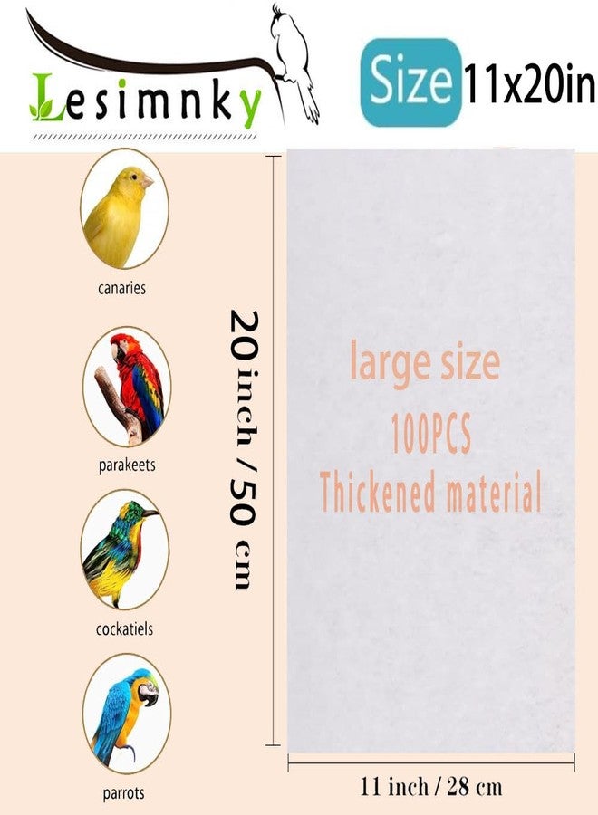 Lesimnky 100pcs Bird Cage Liner Papers,11×20in Big Size Disposable Non-Woven Cage Paper Liners Precut Absorbent Cushion Pad Mat Accessories for Pet Bird Parrot - Image 2