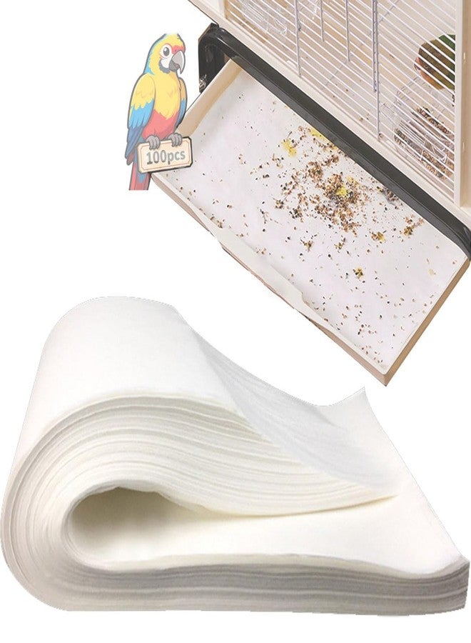 Lesimnky 100pcs Bird Cage Liner Papers,11×20in Big Size Disposable Non-Woven Cage Paper Liners Precut Absorbent Cushion Pad Mat Accessories for Pet Bird Parrot - Image 1