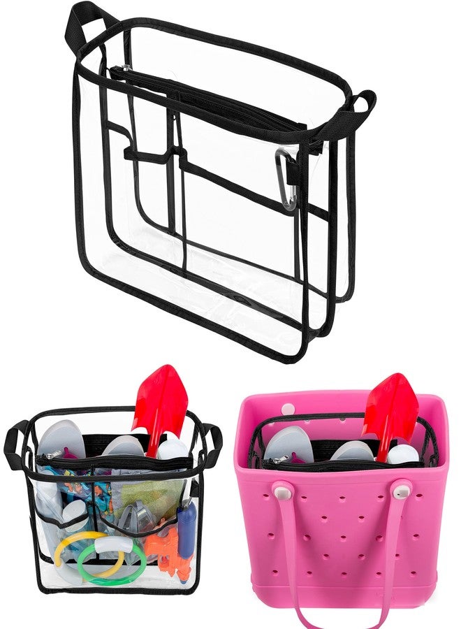 Rexmica Clear Beach Bag Organizer Insert (12.4in x 10.2in x 4.3in) Compatible with Bogg Bag (15in x 13in x 5.25in), Waterproof Beach Bag Insert Divider Pouch, Black - Image 1