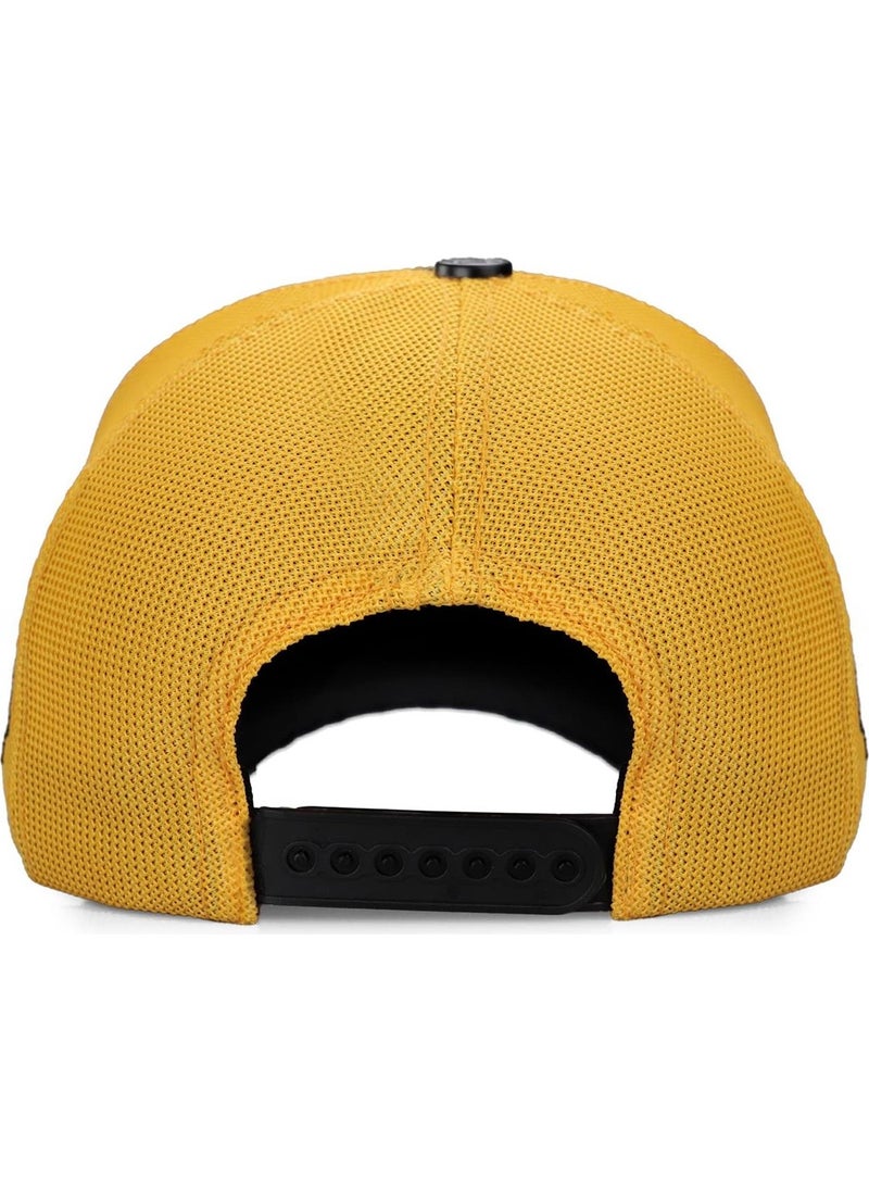 Black Börk BlackBörk V1 Trucker A Letter - Unisex Dark Anthracite-Yellow Hat (Cap) with 4 Code Logo  - Image 2