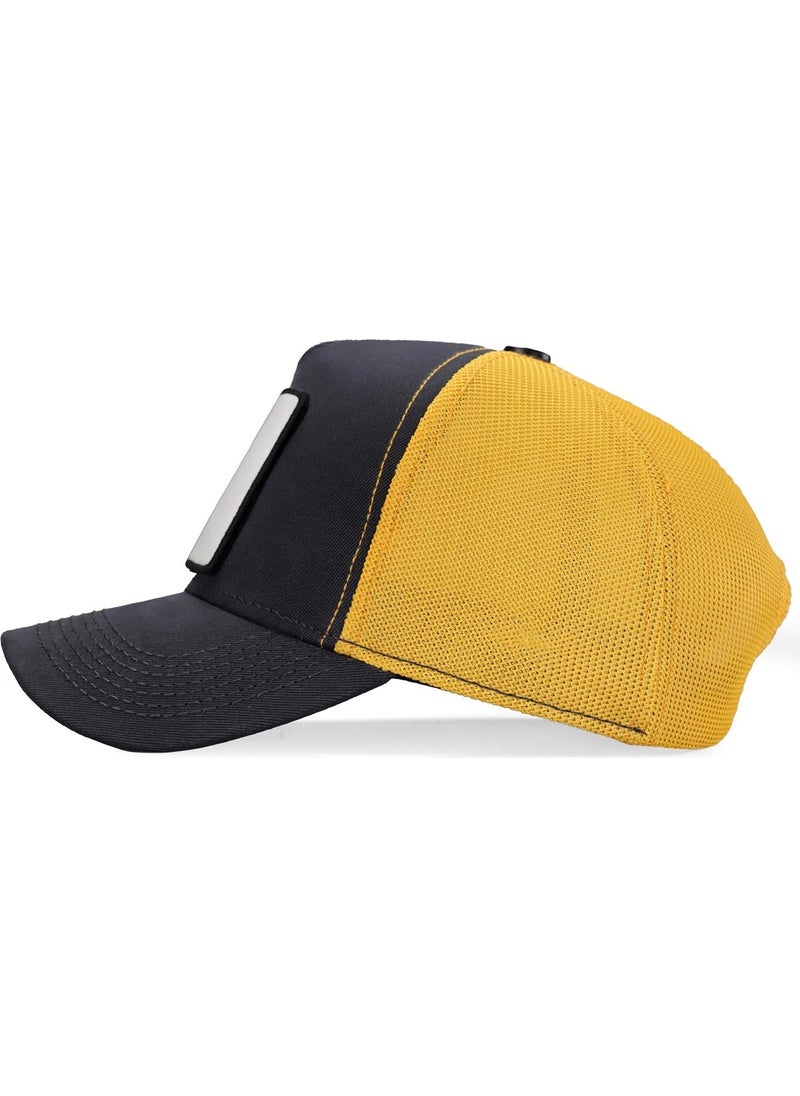 Black Börk BlackBörk V1 Trucker A Letter - Unisex Dark Anthracite-Yellow Hat (Cap) with 4 Code Logo  - Image 4