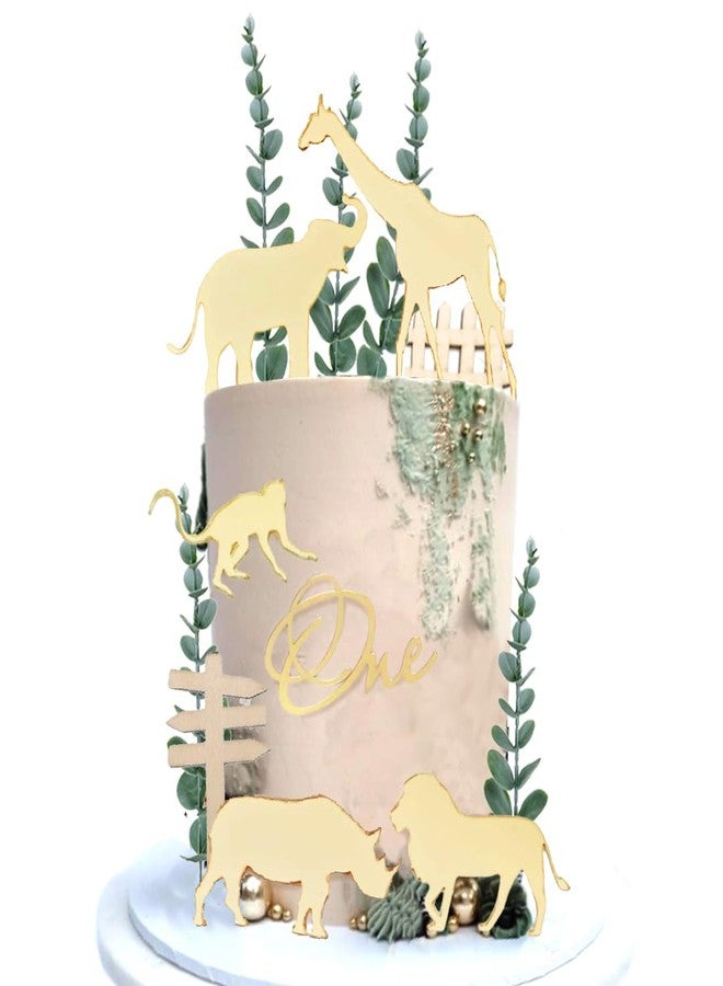 ChoJoy Safari Animal Cake Toppers Acrylic Safari Animal Wild One Decoration with Acrylic Safari Animal Set Eucalyptus for Safari Animal Wild One Themed Party - Image 3