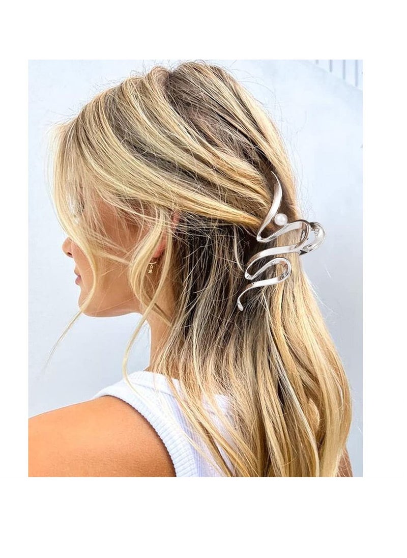 Brinie - Brinie Claw Hair Clips Gold Metal Hair Clamps Pearl Hair Claw Clips Stylish Hair Clips Nonslip Hair Claw Barrettes Hair Accessories for Women and Girls (Pack of 2) - Image 1