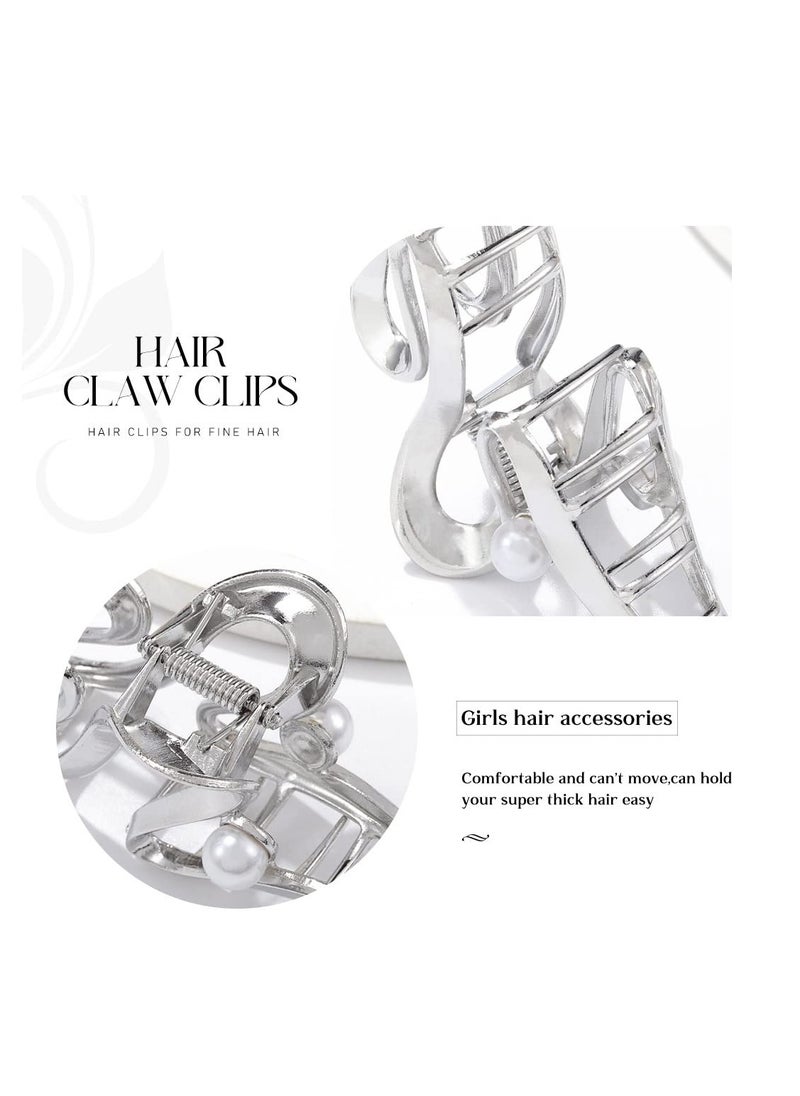 Brinie - Brinie Claw Hair Clips Gold Metal Hair Clamps Pearl Hair Claw Clips Stylish Hair Clips Nonslip Hair Claw Barrettes Hair Accessories for Women and Girls (Pack of 2) - Image 1