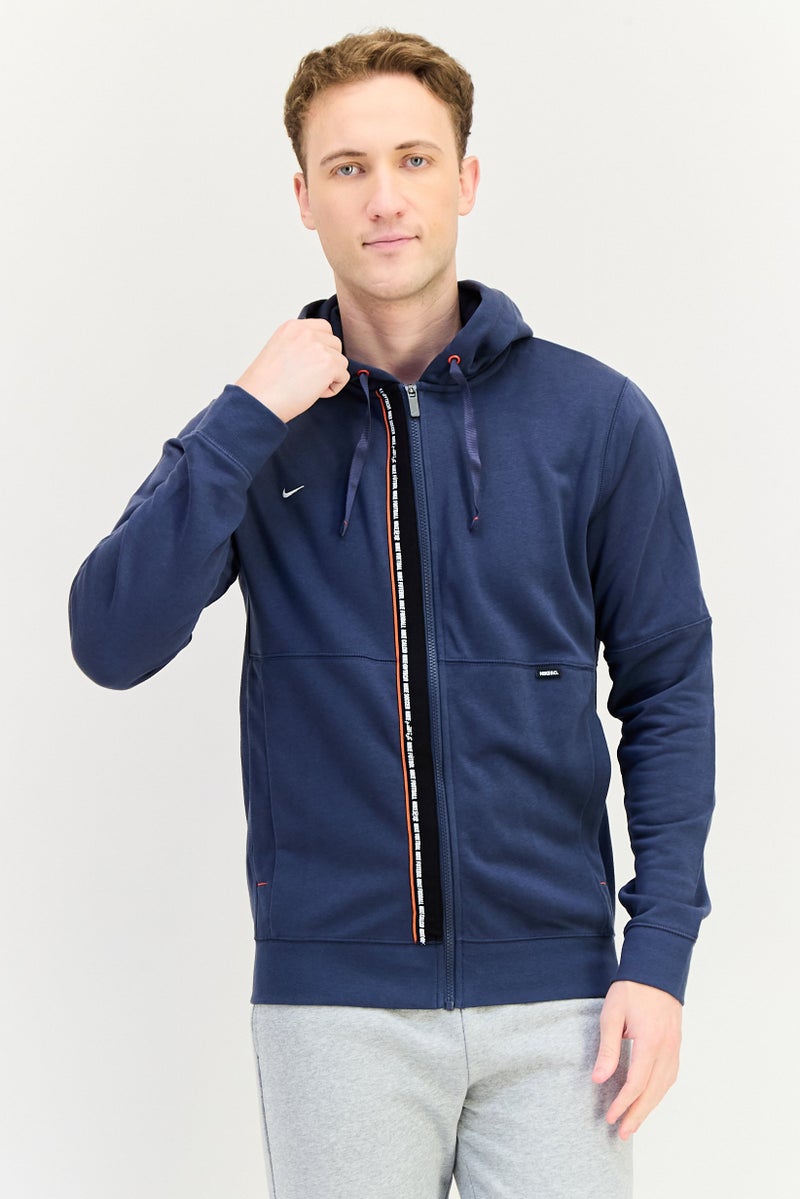 Nike هودي خارجي للرجال مع شعار مطرز، لون كحلي - Image 1