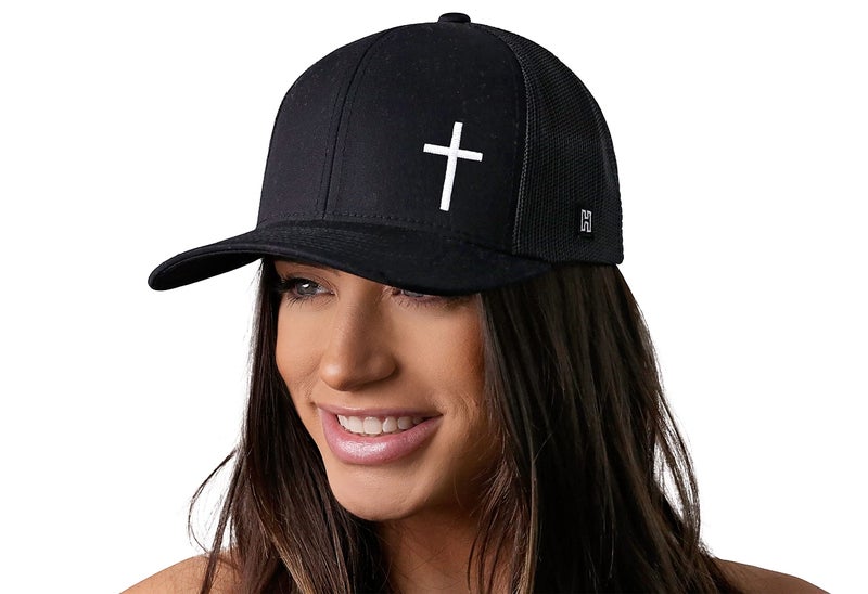 HAKA Corner Cross Black Trucker Hat – Cross Mesh Snapback Cap for Men, Women & Golf, Christian Design Baseball Dad Hat - Image 4