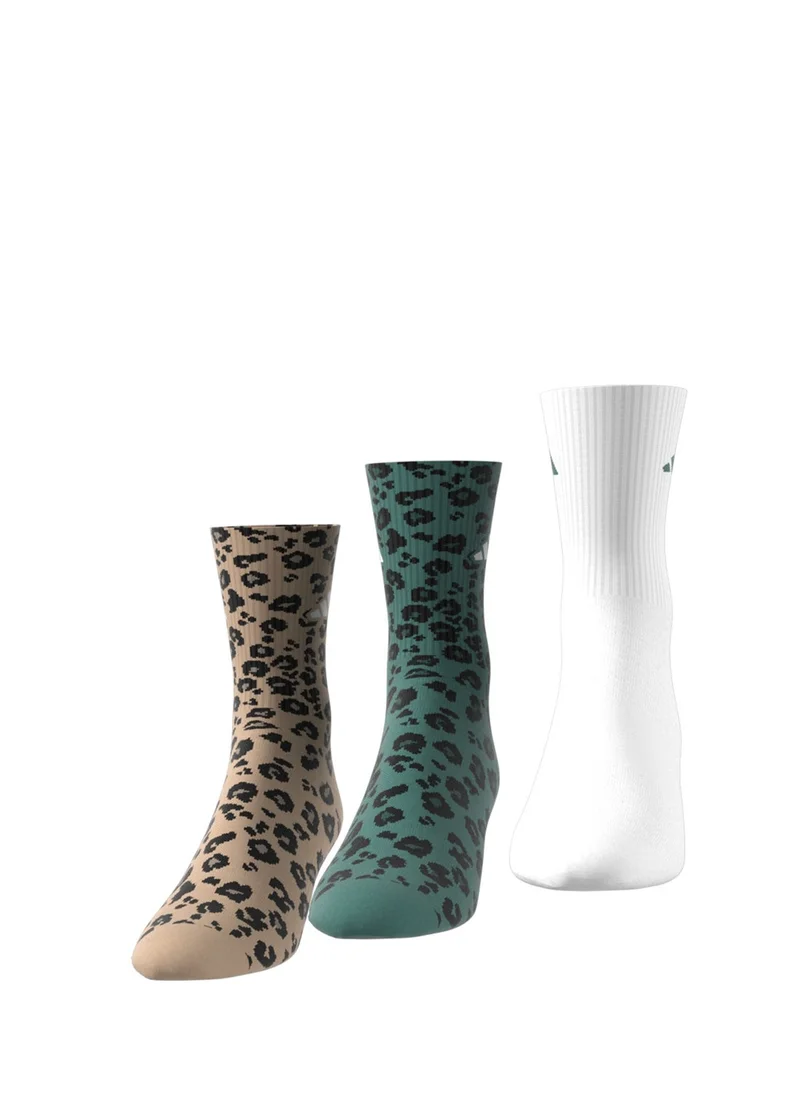 اديداس 3 Pack Leopard Print Socks