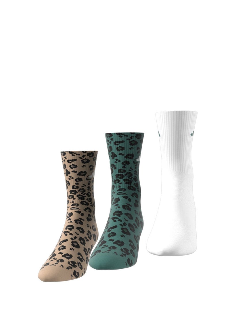 Adidas 3 Pack Leopard Print Socks  - Image 1