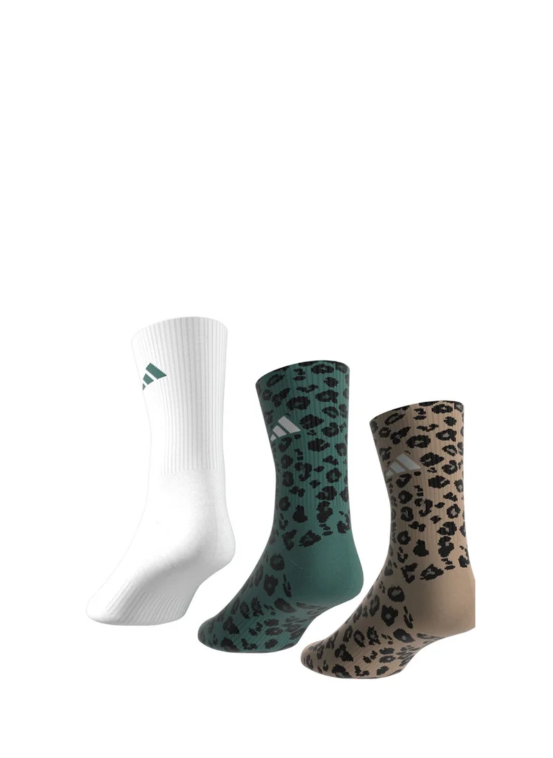 اديداس 3 Pack Leopard Print Socks