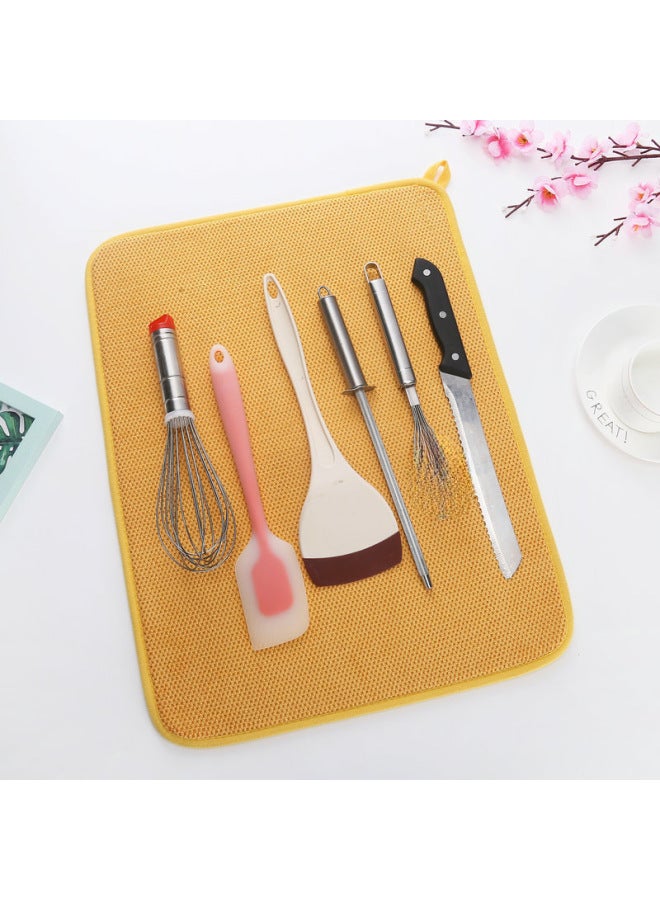 Cross-border Microfiber Absorbent Quick-drying Meal Mat Household Kitchenware Draining Drying Mat Pot Pillow Cup Butterfly Drying Mat Coaster Mat-Color:Yellow-Specifications:38*50cm - Image 1