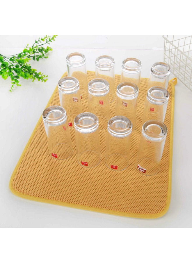 Cross-border Microfiber Absorbent Quick-drying Meal Mat Household Kitchenware Draining Drying Mat Pot Pillow Cup Butterfly Drying Mat Coaster Mat-Color:Yellow-Specifications:38*50cm - Image 3