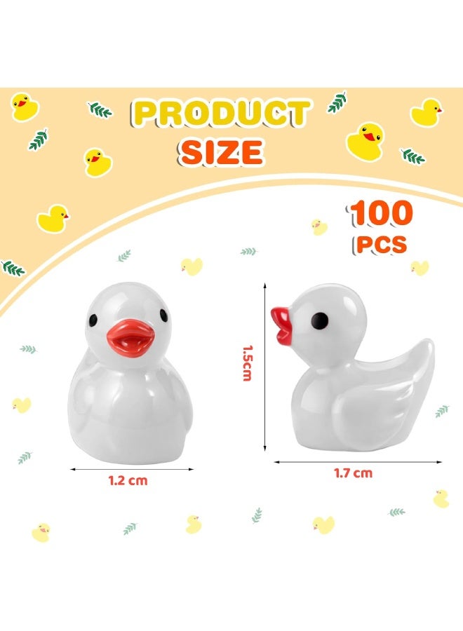 100 Pcs Mini Resin Ducks, Tiny Ducks Set for Potted Miniature Decoration, Garden Aquarium Potted, Garden Dollhouse, Cake Decoration, DIY Slime Kit, Craft Charms Party Toys, White - Image 2