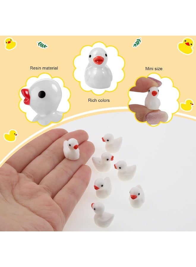 100 Pcs Mini Resin Ducks, Tiny Ducks Set for Potted Miniature Decoration, Garden Aquarium Potted, Garden Dollhouse, Cake Decoration, DIY Slime Kit, Craft Charms Party Toys, White - Image 3