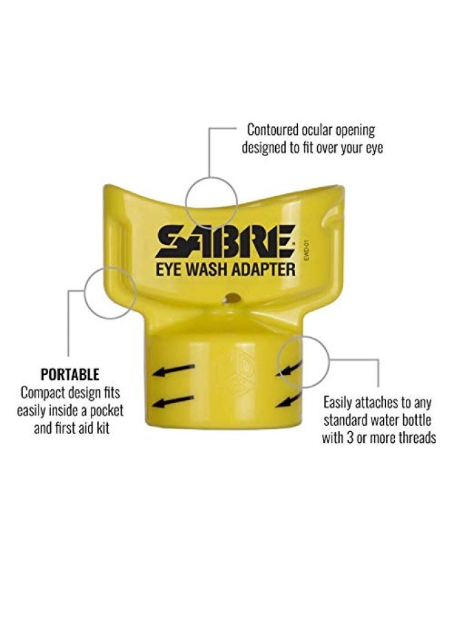 SABRE Eye Wash Adapter - Turns Water Bottle into Eye Wash Device - Flushes Contaminants from the Eye , Yellow, 2.4 oz - Image 2