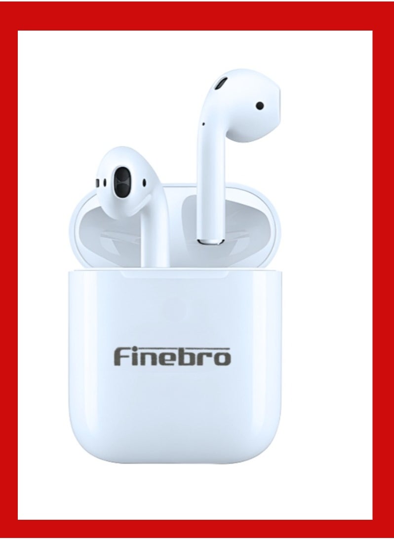 Finebro Studio stereo earbuds TWS In-Ear Earphones Wireless Earbuds With Replacement Ear tips And Protective Case Standard Version White 