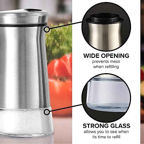 KITOME Stainless Steel Salt & Pepper Shaker Set, Adjustable Pour Holes, Refillable Spice Dispenser for Kitchen & Dining Table, Rust Resistant Seasoning Containers (Set of 2) - Image 4