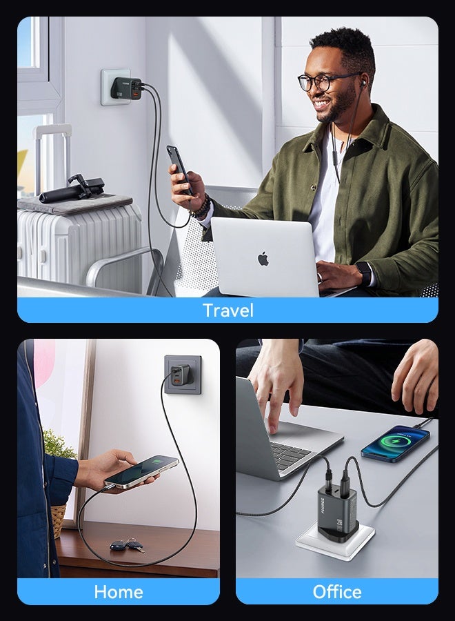 FOOMEE 67W Fast Charger, GaN 3-Port Charger with USB-C Cable【Wide Compatibility】： Multi-Port Charger for Samsung, iPhone 17/16/15/14/13 Series, Laptop, MacBook, Xiaomi, Huawei - Image 4